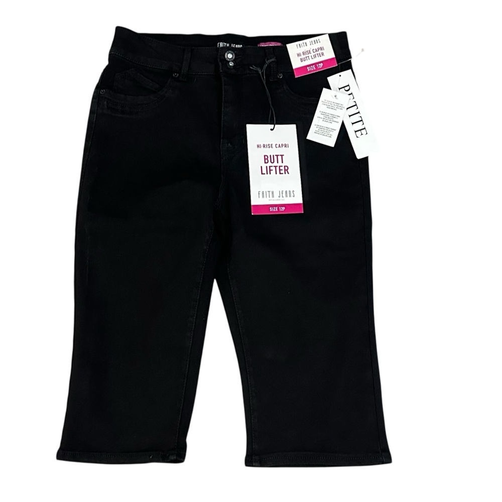 NWT Faith Jeans Black Hi-Rise Capri Butt Lifter Jeans - Size 12P